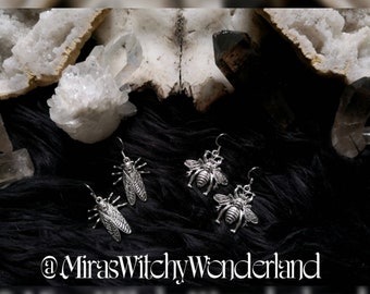 Moth, Bee Earrings, Moth Earrings - Wicca, Witch, Witchy, Goth, Occult, Strega, Ritual, Wicca Jewelry, Wiccajewelry, Beetle, Crawling Animal