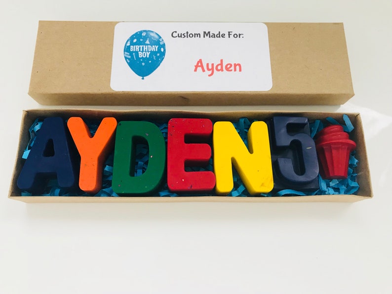 Personalized NAME Crayons in gift box sensory toys kids birthday crayons birthday gift for kids