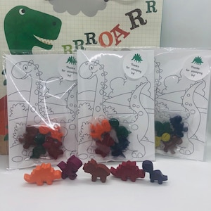 Dinosaur Personalized Crayons with Coloring Page, Dinosaur party favors, Dinosaur birthday party favors