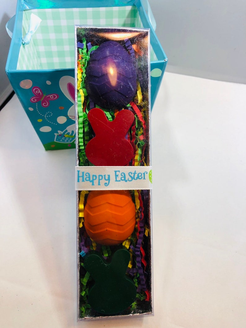 Kids Easter Gifts Set of Four Easter Crayons in a gift box Easter Basket Stuffers Easter gifts for kids