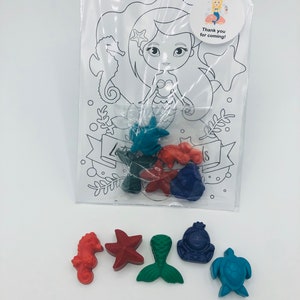 Mermaid Personalized Crayons with Coloring Page| Mermaid Party Favors, Mermaid Birthday, Kids Mermaid gift