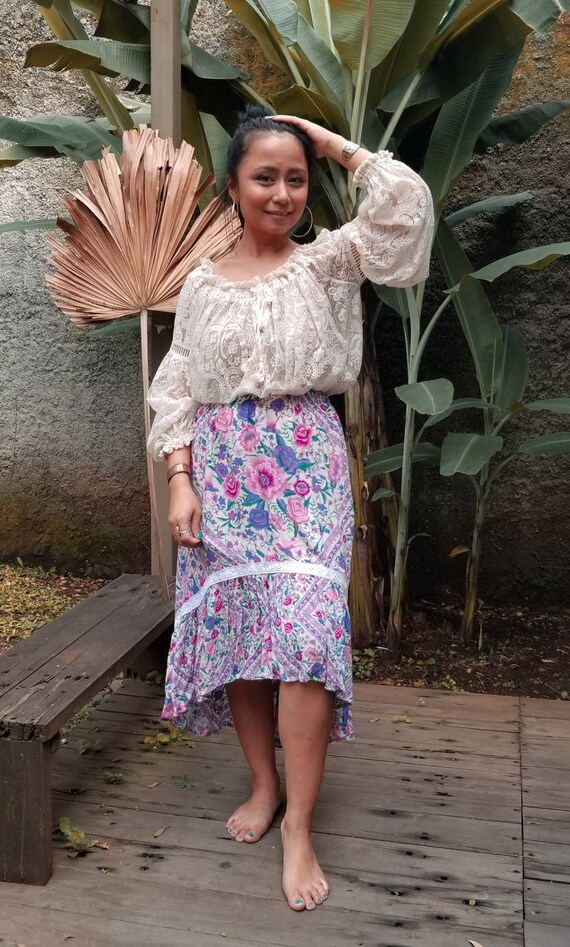 Boho Wildflower Hi Lo Skirt Rok Bohemian Skirt by Willow Etsy
