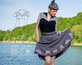 Vintage shirt with overlapping sleeves | PDF sewing pattern for women | PDF sewing pattern + instructions | Size 32-58 | Beginners | German