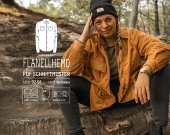 Flannel shirt & dress | PDF sewing pattern for women | Digital sewing pattern + instructions PDF | Size 32-58 | sewing for beginners | German