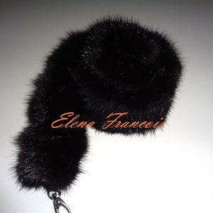 Pocket strap fur shoulder bag carrying straps genuine fur mink new bag strap strappy shoulder strap 104 cm Saga Mink black