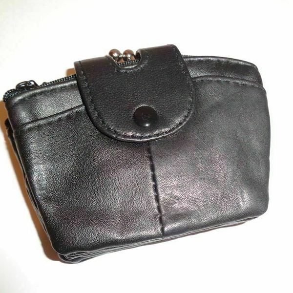 Coin bag Wallet small wallet black Coins Bank card sleeve NEW 2 zippers very spacious super soft