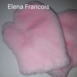 Fur Gloves Rex Rabbit Look Pink Mittens Cuddly Soft NEW