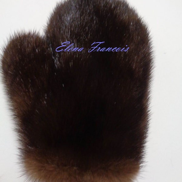 Real fur massage glove mink pure wellness fur glove New Price per piece mink glove natural brown