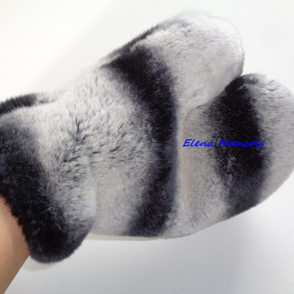 Rabbit Fur Massage Mittens Etsy