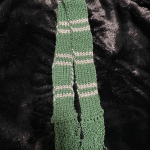 Scarf for 18 inch dolls, Harry Potter inspired house colors, year 3-4 Slytherin