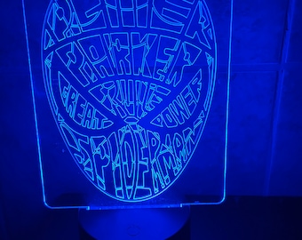 Marvel Spider-Man inspired LED Night Light, Multicolored LED Light with Interactive Remote and USB cable