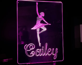 Ballerina Personalized Night Light, Multicolored LED Light with Interactive Remote and USB cable