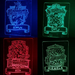 Harry Potter Ravenclaw Gryffindor Slytherin Hufflepuff Crest night light jar 