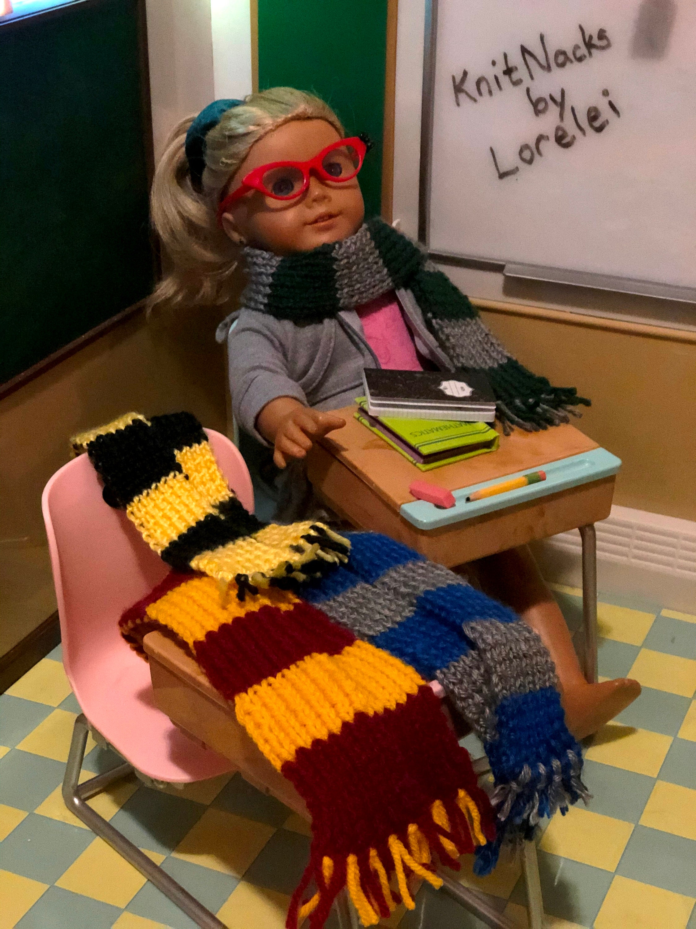 Scarf for 18 inch dolls, Harry Potter inspired house colors, year 1-3