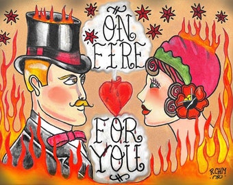 On Fire For You tattoo art print