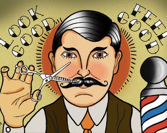 Schauen Sie gut fühlen Sie sich gut Friseur-Tattoo-Motiven