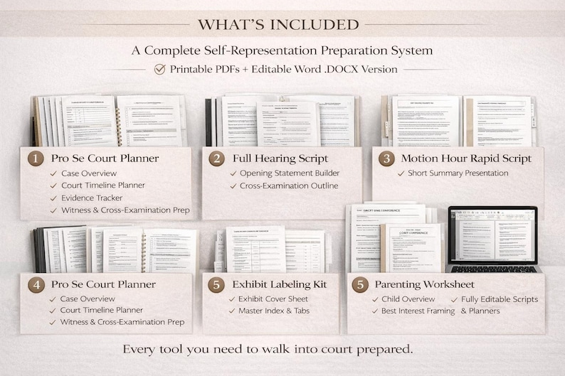 Pro Se Court Planner | Custody Hearing Prep Workbook | Family Court ...