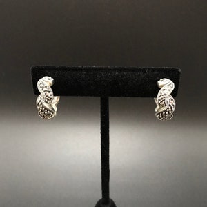 Lovely Vintage Judith Jack Sterling and Marcasite Hoop Earrings!