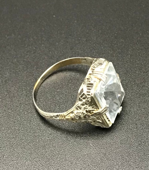 14K White Gold Art Deco Aquamarine Ring! - image 4