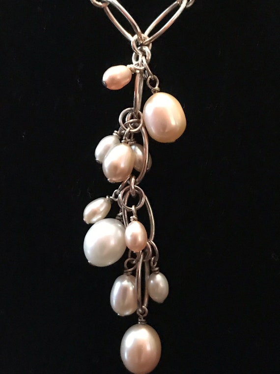 Vintage Sterling Silver and Multi Tone Pearl Drop… - image 2