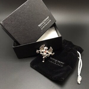 Judith Jack Sterling Silver and Marcasite Cherub Pin with  original pouch and box