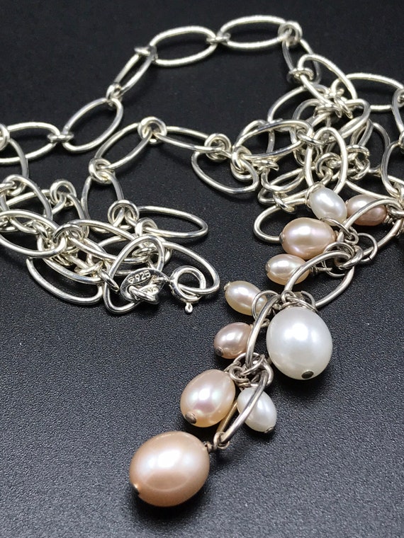 Vintage Sterling Silver and Multi Tone Pearl Drop… - image 3