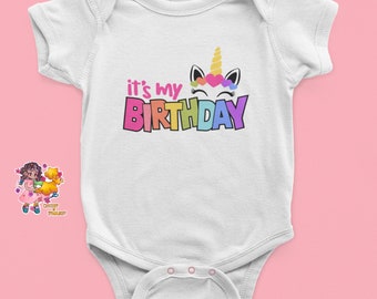 Birthday Unicorn Tshirt | It's my Birthday | Girls Birthday | First Birthday | Unicorn Crown | Sublimation | Party Shirt | Birthday Girl