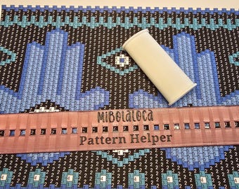 Blue and White Hamsa Spiritual Themed Beaded Lighter Cover DIY Kit | Peyote Stitch Pattern |  Chart & Pattern Helper Ruler | Pattern Chart