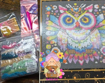 Owl Bead Art Kit: Wisdom Wonder Board, Diamond Painting Alternative