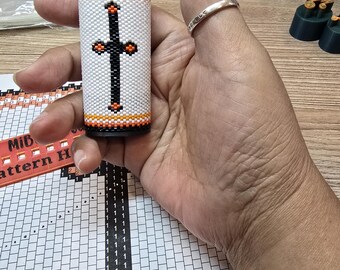 Cross Tubular Peyote Stitch Beading Pattern. Digital Download.