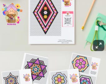 Huichol Style Bead Art Patterns-Digital Download - No hard copy