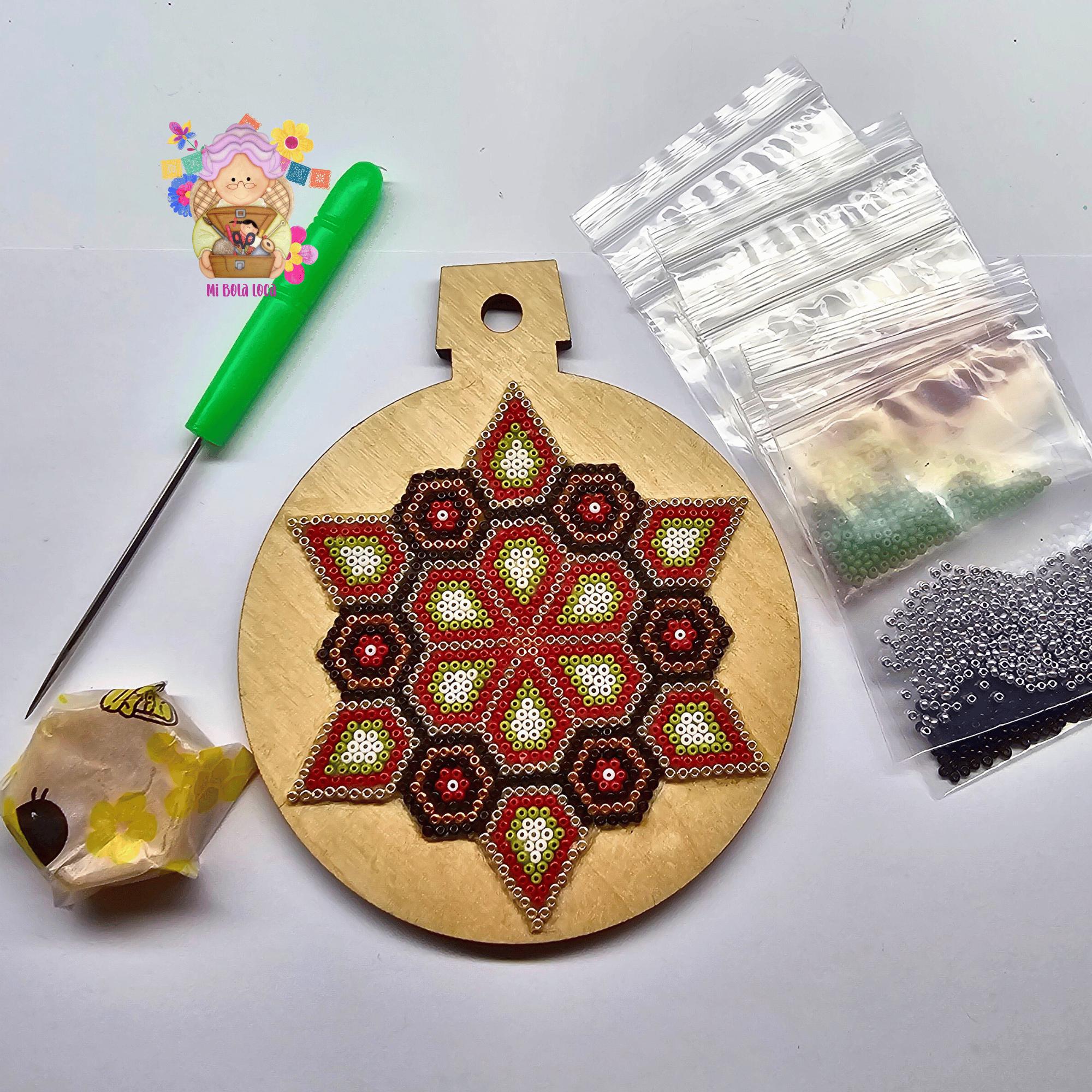 Christmas Decoration - Huichol Inspired Seed Bead Art Kit - Estrella De Navidad