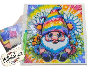 Rainbow Gnome Seed Bead Art Kit: DIY Dreamer Wonder Board