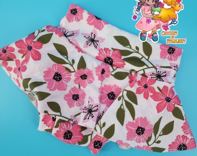 Girls Pretty in Pink Tropical Print Skirted Bummies - Stretch Knit - Skirted Bloomers - Skirted Diaper Cover - Pink Floral - Girls Skirt