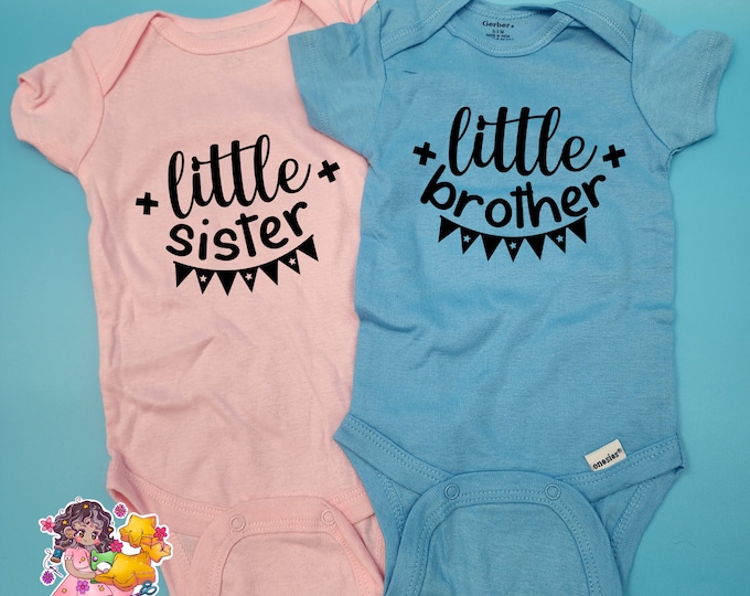 Little Brother Little Sister Bodysuit -Baby Message Bodysuits | Pregnancy Announcement | New Baby Shirt | Baby Celebration | New Baby Gift