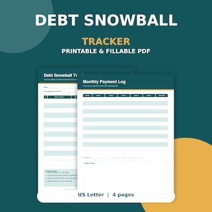 Debt Snowball Tracker Printable, Fillable PDF Debt Payoff Planner, Pay Off Debt Worksheet, Debt Free Tracker, Budget Binder Printable