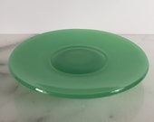 Vintage 1940s Jadeite Glass Pedestal Salad Plate Shabby Chic Farmhouse Midcentury Modern Dining Table