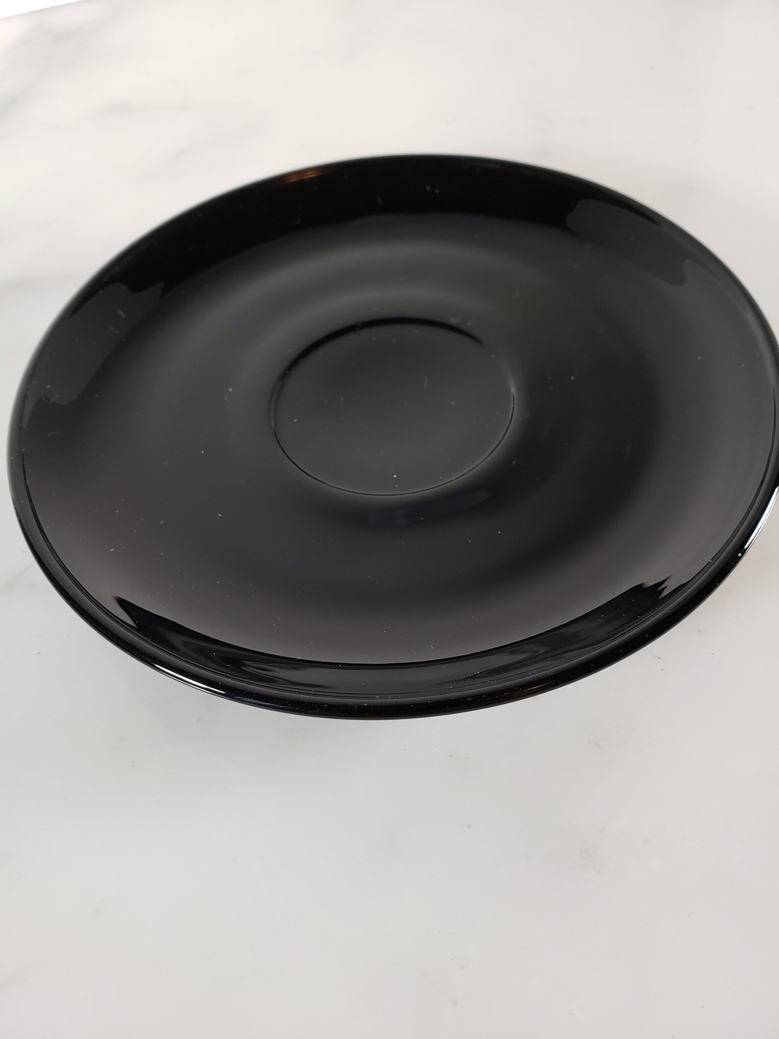 Black glass circular saucer Contemporary Accent Etsy