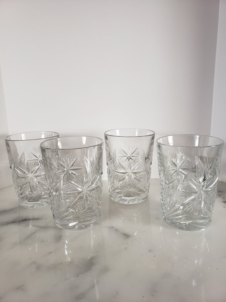 Crystal 4 Juice Glasses by Libbey 4 MidCentury Etsy
