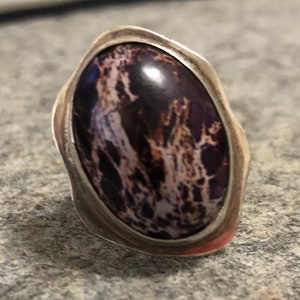 Handcrafted by Local Artist Sterling Silver Ring with Natural Stone /obsidian Size 7 3/4