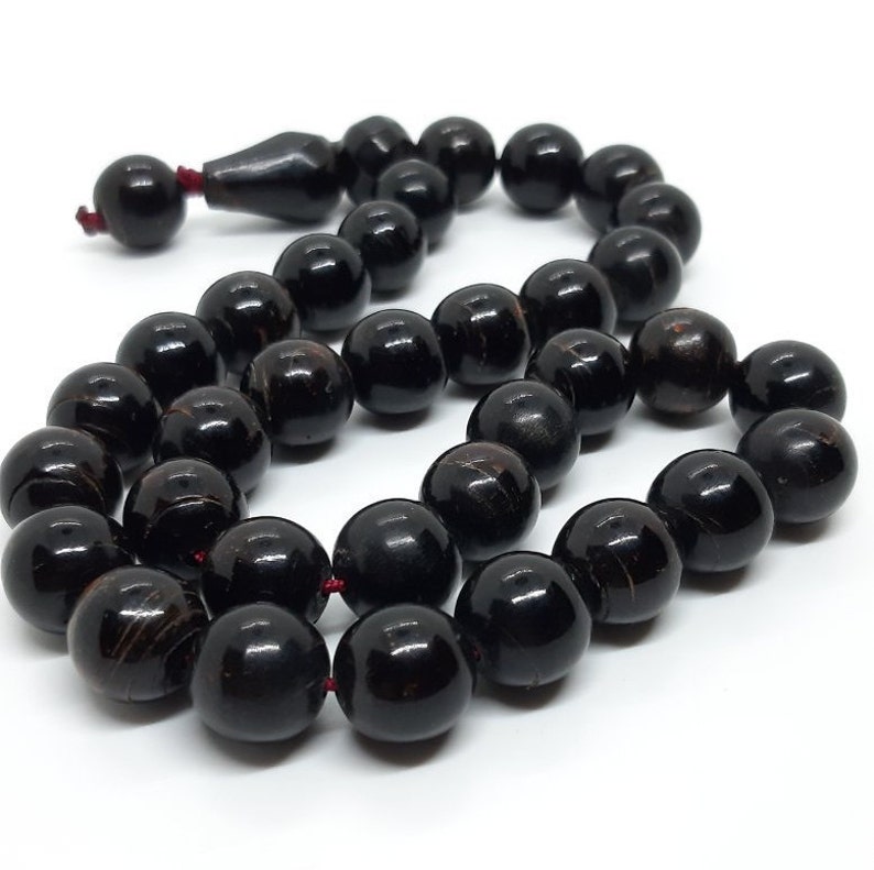 Antique Islamic Prayer Beads Black Coral Yusuri Rosary Beads Etsy