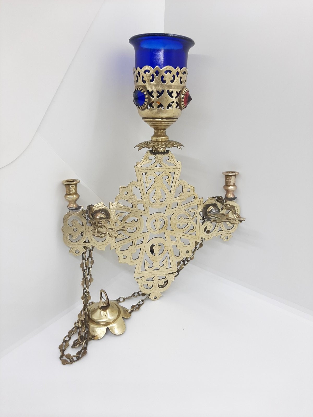 Antique Russian Orthodox Icons Lamp Lampada Brass 19th Etsy