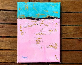 Original Schafe Malerei, Schafe Kunst, kleine Acryl-Malerei, Animal Art Tier Malerei, auf 5 x 7" Leinwand