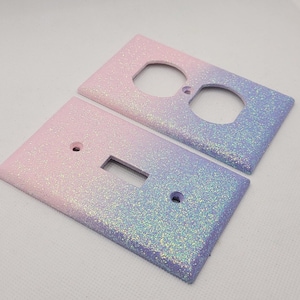 Light Pink and Purple Ombre Glitter - Light Switch & Outlet Covers - Rustic Sheek Sparkle - Glitter Decor - Pink Room Decor - Nursery Decor