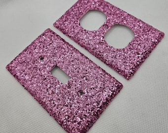 Pink Glittery Light Switch & Outlet Covers - Pink Room Decor- Glitter Decor- Home Decor - Sparkly Switchplates