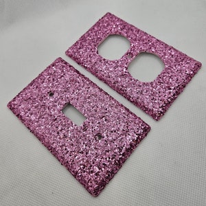 Rosa glitzernde Lichtschalter- und Steckdosenabdeckungen - Pinkes Raumdekor - Glitzerdekor - Wohnkultur - glitzernde Schalterplatten