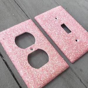 Light Pink Glitter- Opal Piglet - Light Switch & Outlet Covers - Rustic Sheek Sparkle - Glitter Decor- Home Decor - Handmade
