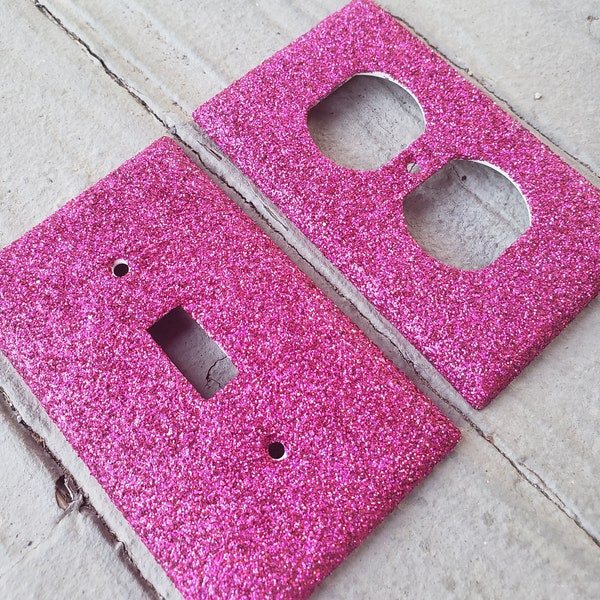 Holographic Pink Glitter- Light Switch & Outlet Covers - Sparkle - Glitter Decor- Home Decor - Handmade