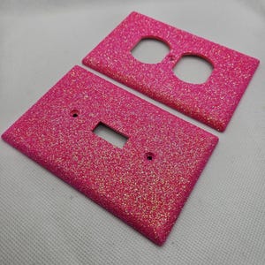 Hot Pink Glitter - Lichtschalter- und Steckdosenabdeckungen - Pinkes Raumdekor - Glitzerdekor - Wohnkultur - Glitzernde Wandteller
