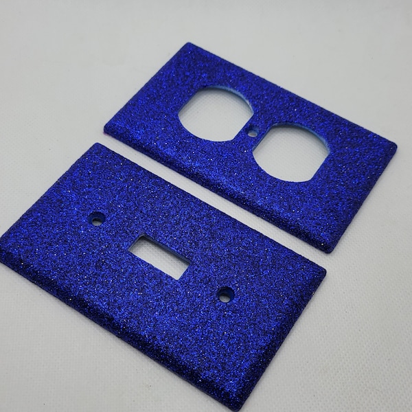 Dark blue Glitter Light Switch & Outlet Covers - Glitter Decor - Blue Home Decor - Glitter Wall art